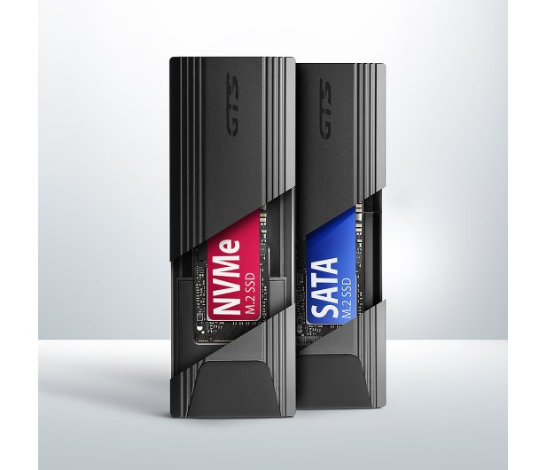 AXAGON EEM2-GTS2 Obudowa zewnętrzna aluminiowa bezśrubowa USB-C 3.2 Gen 2 M.2 NVMe & SATA SSD + USB-A - USB-C redukcja - 1353425 - zdjęcie 2